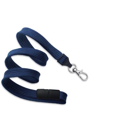 010680 HID Navy Blue 3/8" (10 mm) Flat Braid Breakaway Woven Lanyard with Swivel Hook - Pack of 100-DISCONTINUED