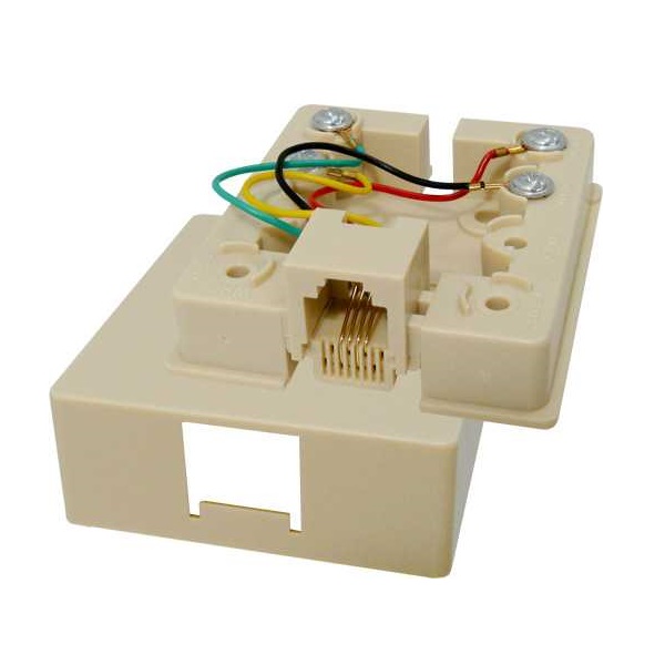 026-148IV Vertical Cable 026-155 Series RJ12 Phone Jack Box - Ivory
