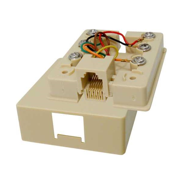 026-154IV Vertical Cable 026-154 Series RJ12 Phone Jack Box - Ivory
