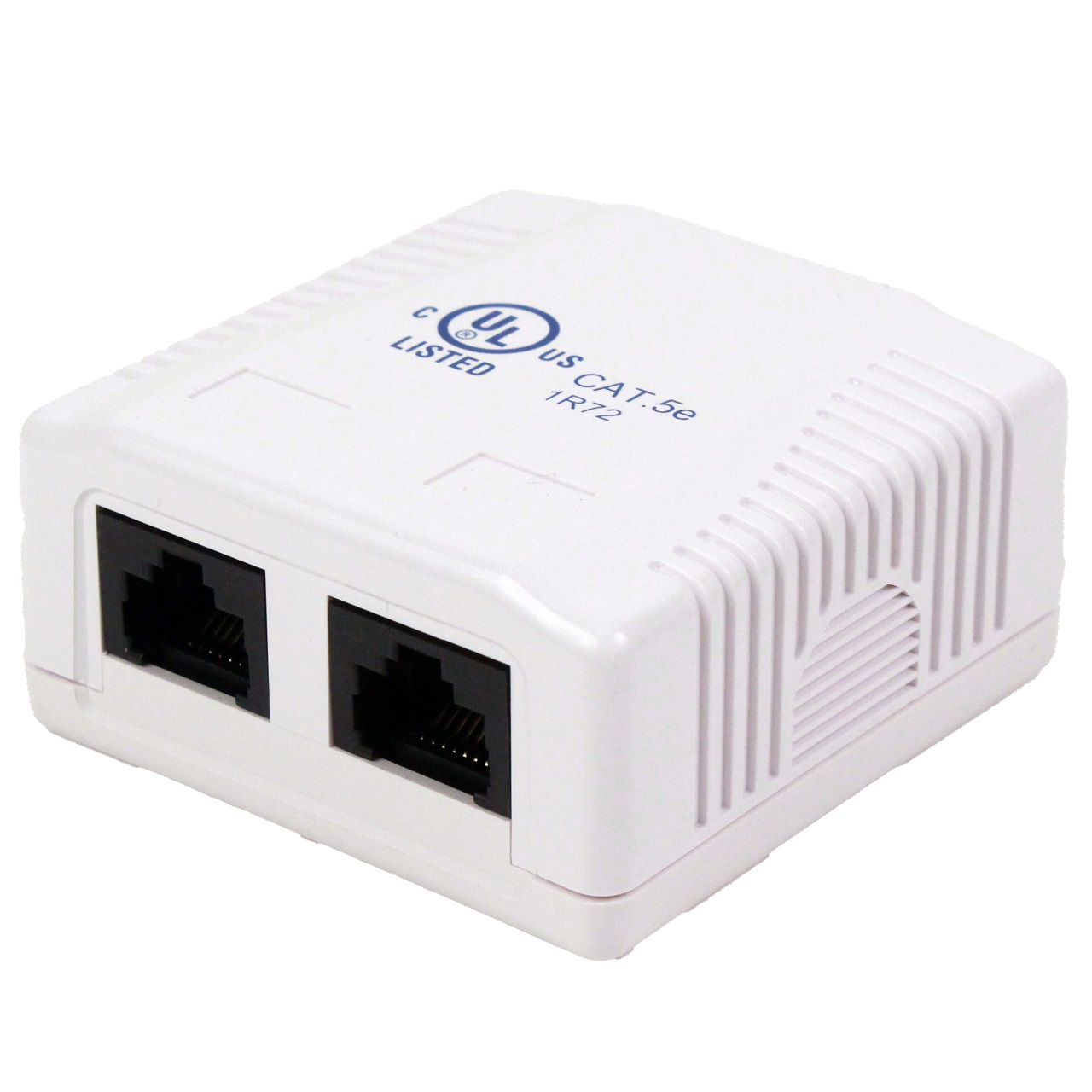 038-355WH Vertical Cable 038 Series Surface Mount Box w/ 2-Port CAT5E RJ45 Jack - White