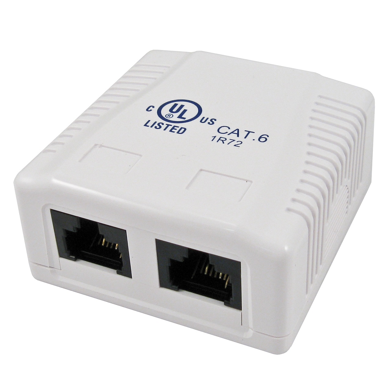 038-359WH Vertical Cable 038 Series Surface Mount Box w/ 2-Port CAT6 RJ45 Jack