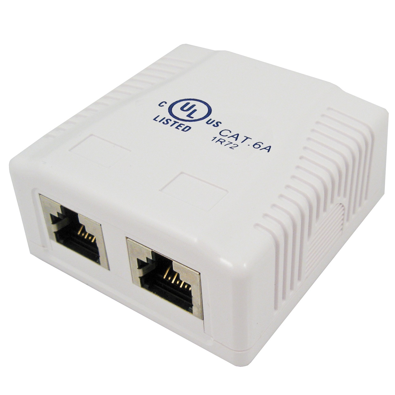 038-C6A/2P/WH Vertical Cable 038 Series Surface Mount Box With 2-Port CAT6A RJ45 Jack - White