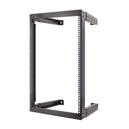 047-WFM-1626 Vertical Cable 16U Open Wall Mount Rack 18"-30" Adjustable Depth
