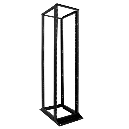 047-WOS-0445 Vertical Cable 45U 4 Post Open Rack  - 24-36" D x 24"W x 84" H - Black Steel Frame