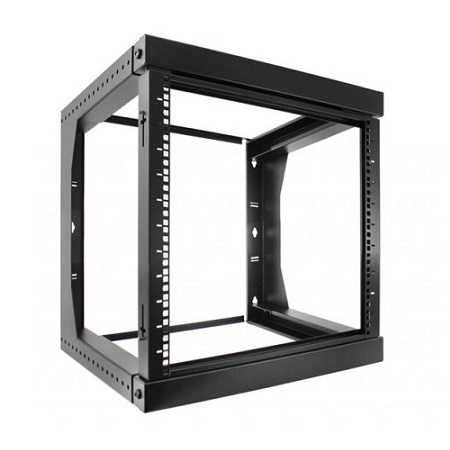 047-WSM-1226 Vertical Cable 12U Wall Mount Open Frame Rack Front Swing Out 18"-30" Adjustable Depth