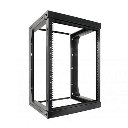 047-WSM-1626 Vertical Cable 16U Wall Mount Open Frame Rack Front Swing Out 18"-30" Adjustable Depth