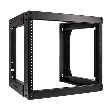 047-WTH-0818 Vertical Cable 8U Open Wall Mount Rack 18"-30" Adjustable Depth