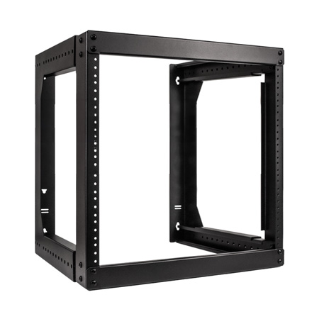 047-WTH-0918 Vertical Cable 9U Open Wall Mount Rack 18"-30" Adjustable Depth