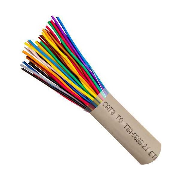 052-443GY-500 Vertical Cable 052-443 Series 24 AWG 100 Unshielded Twisted Pair Solid Bare Copper CMR Non-Plenum Cat3 Cable - 1000' Wooden Spool - Gray