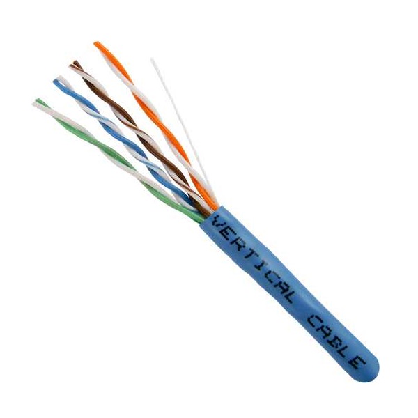 054-445BL Vertical Cable 054-445 Series 24 AWG 4 Unshielded Twisted Pair Solid Bare Copper CMR Non-Plenum Cat5e Cable - 1000' Pull Box - Blue