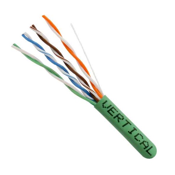 054-446GR Vertical Cable 054-446 Series 24 AWG 4 Unshielded Twisted Pair Solid Bare Copper CMR Non-Plenum Cat5e Cable - 1000' Pull Box - Green