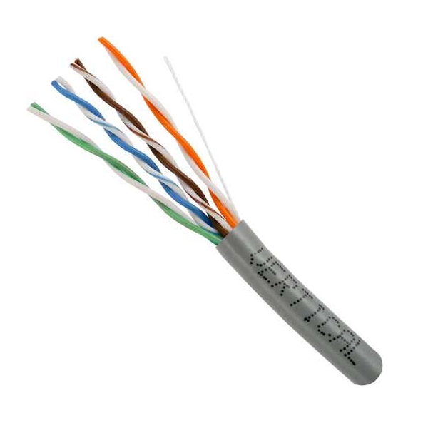 054-447GY Vertical Cable 054-446 Series 24 AWG 4 Unshielded Twisted Pair Solid Bare Copper CMR Non-Plenum Cat5e Cable - 1000' Pull Box - Gray
