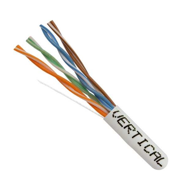 054-450WH Vertical Cable 054-450 Series 24 AWG 4 Unshielded Twisted Pair Solid Bare Copper CMR Non-Plenum Cat5e Cable - 1000' Pull Box - White