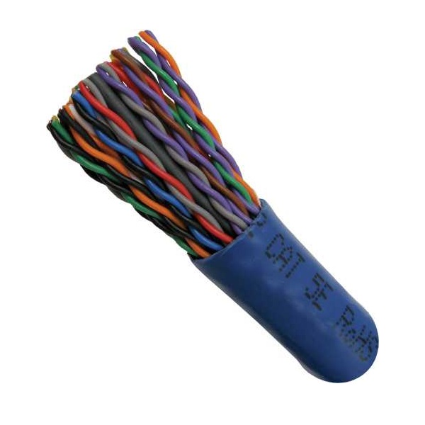 054-454BL Vertical Cable 054-454 Series 24 AWG 4 Unshielded Twisted Pair Solid Bare Copper CMR Non-Plenum Cat5e Cable - 1000' Wooden Spool - Blue