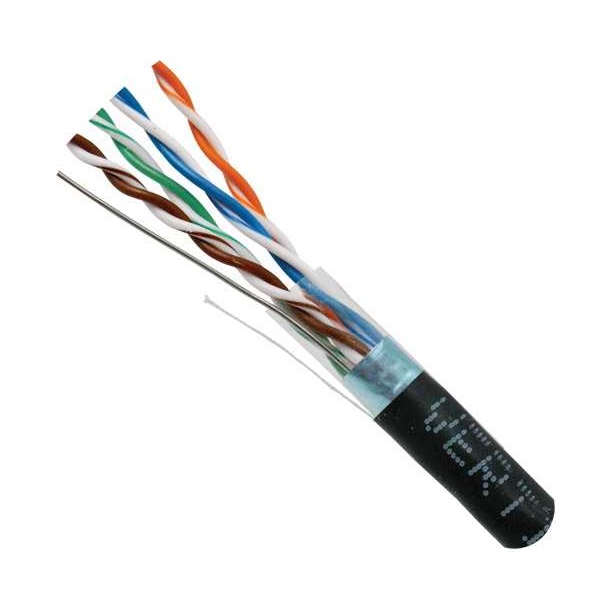 057-468/S/BK Vertical Cable 057-468 Series 24 AWG 4 Shielded Twisted Pair Solid Bare Copper CMR Non-Plenum Cat5e Cable - 1000' Pull Box - Black