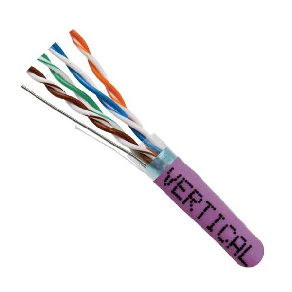 057-472/S/PR Vertical Cable 057-472 Series 24 AWG 4 Shielded Twisted Pair Solid Bare Copper CMR Non-Plenum Cat5e Cable - 1000' Pull Box - Purple