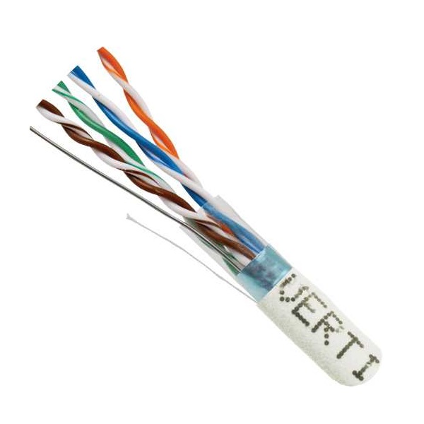 057-474/S/WH Vertical Cable 057-474 Series 24 AWG 4 Shielded Twisted Pair Solid Bare Copper CMR Non-Plenum Cat5e Cable - 1000' Pull Box - White