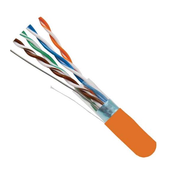 057-476/S/OR Vertical Cable 057-476 Series 24 AWG 4 Shielded Twisted Pair Solid Bare Copper CMR Non-Plenum Cat5e Cable - 1000' Pull Box - Orange