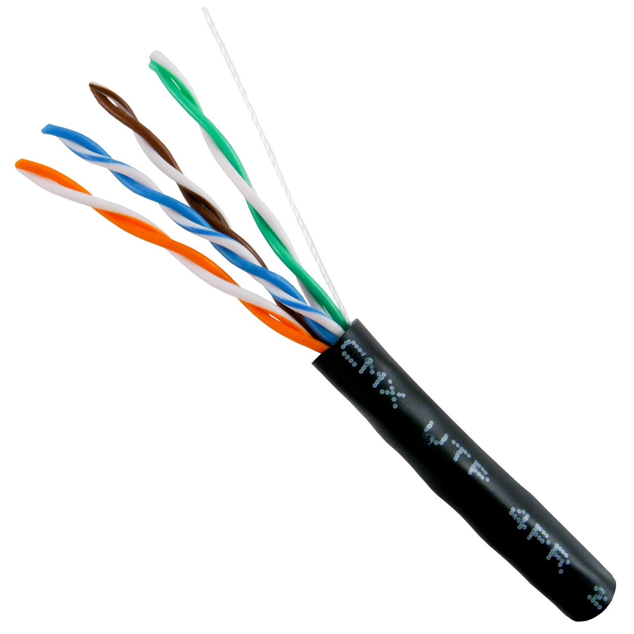059-488/WS/CMX Vertical Cable 059-488 Series 24 AWG 4 Unshielded Twisted Pair Solid Bare Copper CMX Non-Plenum Cat5e Cable - 1000' Wooden Spool - Black