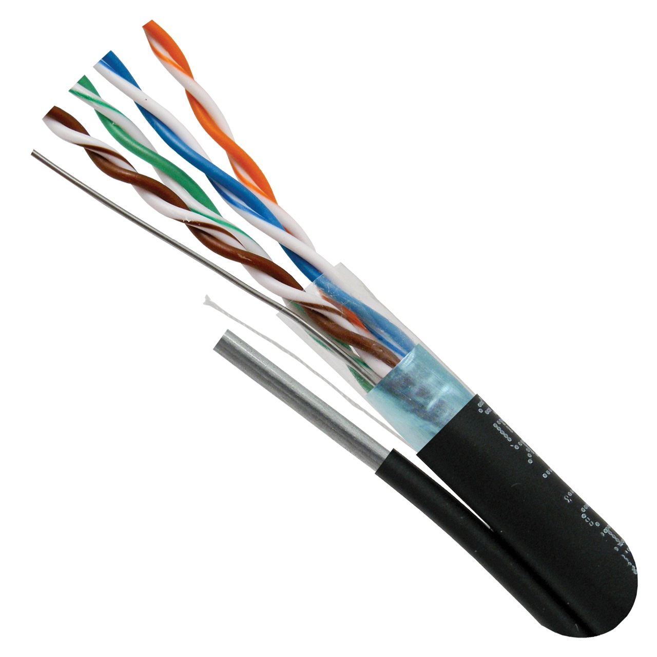 059-498/S/MESG Vertical Cable 059-498 Series 24 AWG 4 Unshielded Twisted Pair Solid Bare Copper CMX Non-Plenum Cat5e Cable - 1000' Wooden Spool - Black