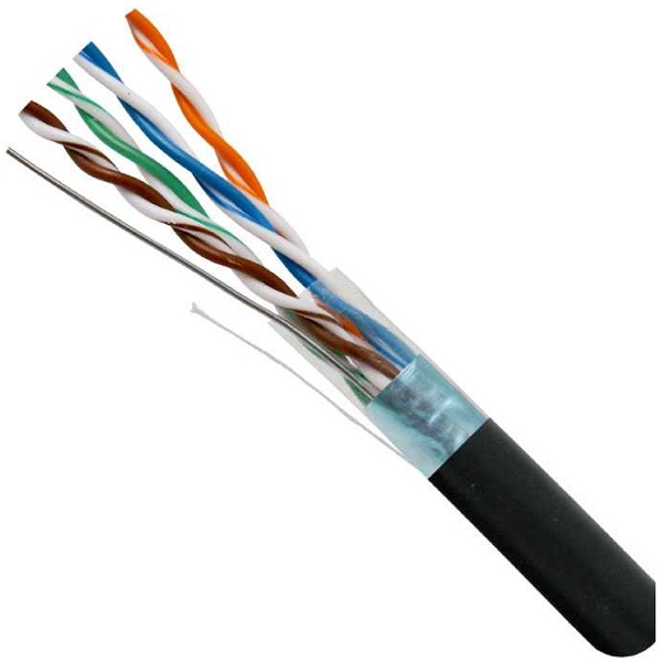 059-501/S/CMX Vertical Cable 059-501 Series 24 AWG 4 Shielded Twisted Pair Solid Bare Copper CMX Non-Plenum Cat5e Cable - 1000' Pull Box - Black