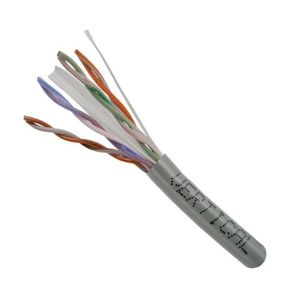 060-616/U/GY Vertical Cable 060-616 Series 23 AWG 4 Unshielded Twisted Pair Solid Bare Copper CMR Non-Plenum Cat6 Cable - 1000' Pull Box - Gray