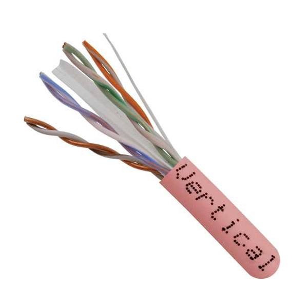 060-620/U/PK Vertical Cable 060-620 Series 23 AWG 4 Unshielded Twisted Pair Solid Bare Copper CMR Non-Plenum Cat6 Cable - 1000' Pull Box - Pink