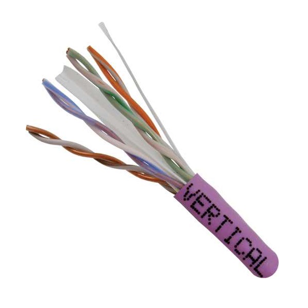 060-622/U/PR Vertical Cable 060-622 Series 23 AWG 4 Unshielded Twisted Pair Solid Bare Copper CMR Non-Plenum Cat6 Cable - 1000' Pull Box - Purple