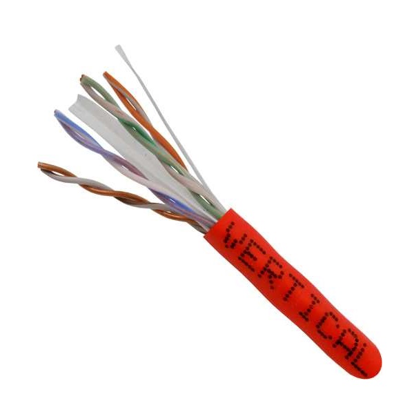 060-624/U/RD Vertical Cable 060-624 Series 23 AWG 4 Unshielded Twisted Pair Solid Bare Copper CMR Non-Plenum Cat6 Cable - 1000' Pull Box - Red