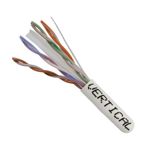 060-626/U/WH Vertical Cable 060-626 Series 23 AWG 4 Unshielded Twisted Pair Solid Bare Copper CMR Non-Plenum Cat6 Cable - 1000' Pull Box - White