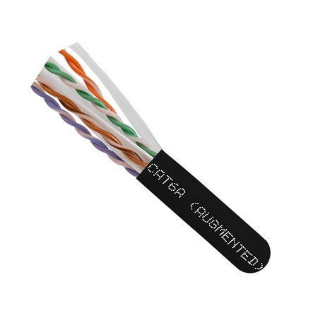 065-300/A/P/BK Vertical Cable 23 AWG 4 Unshielded Twisted Pair Solid Bare Copper CMP Plenum Cat6A Cable - 1000' Spool - Black