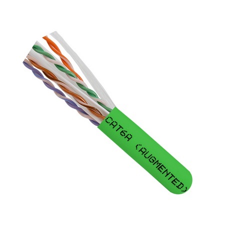 065-302/A/P/GR Vertical Cable 23 AWG 4 Unshielded Twisted Pair Solid Bare Copper CMP Plenum Cat6A Cable - 1000' Spool - Green