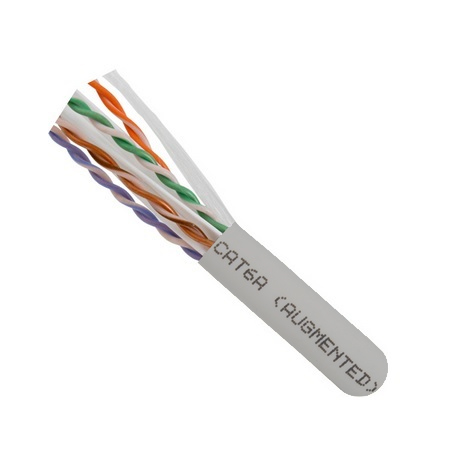 065-303/A/P/GY Vertical Cable 23 AWG 4 Unshielded Twisted Pair Solid Bare Copper CMP Plenum Cat6A Cable - 1000' Spool - Gray