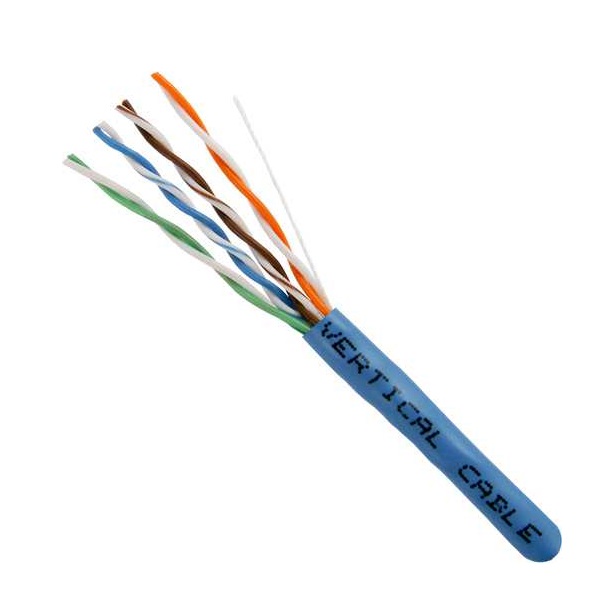 066-751/P/BL Vertical Cable 066-751 Series 23 AWG 4 Unshielded Twisted Pair Solid Bare Copper CMP Plenum Cat6 Cable - 1000' Pull Box - Blue