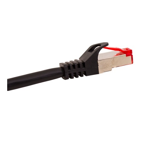 076-1010/1BK Vertical Cable 26 AWG 4 Shielded Twisted Pair Stranded Bare Copper CM Non-Plenum Cat6A - 1ft Patch Cord - Black