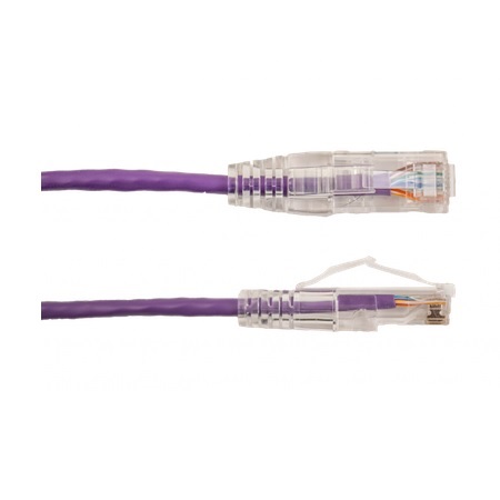 077-2015/05PR Vertical Cable 28 AWG 4 Unshielded Twisted Pair Stranded Bare Copper CM Non-Plenum Cat6A - 6" Patch Cord - Purple