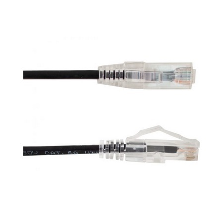 077-2019/1BK Vertical Cable 28 AWG 4 Unshielded Twisted Pair Stranded Bare Copper CM Non-Plenum Cat6A - 1ft Patch Cord - Black