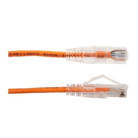 077-2023/1OR Vertical Cable 28 AWG 4 Unshielded Twisted Pair Stranded Bare Copper CM Non-Plenum Cat6A - 1ft Patch Cord - Orange