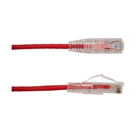 077-2025/1RD Vertical Cable 28 AWG 4 Unshielded Twisted Pair Stranded Bare Copper CM Non-Plenum Cat6A - 1ft Patch Cord - Red