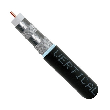 107-1032/DB/R11Q Vertical Cable RG11/U Quad Direct Burial 1000' Black