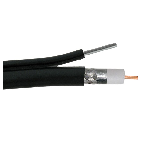 107-1233BK/MESG Vertical Cable 18 AWG Shielded Solid Copper Clad Steel CL2/CM Non-Plenum RG6 Coax Cable - 1000' Wooden Spool - Black