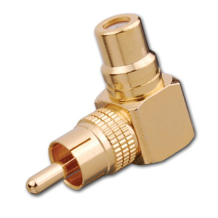 Vanco Right Angle RCA Male Plug to RCA Female Jack Adapter