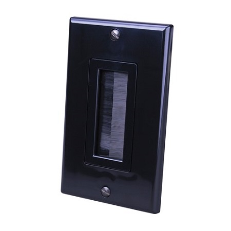 120818X Vanco Wall Plates Bulk Cable Brush 1 Gang Black