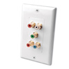 Show product details for 120905 Vanco RGB Component Video with Audio Wall Plate - White