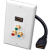 Show product details for 120933 Vanco Single HDMI Pigtail and RGB Component Video Triple RCA Jack Decor Wall Plate