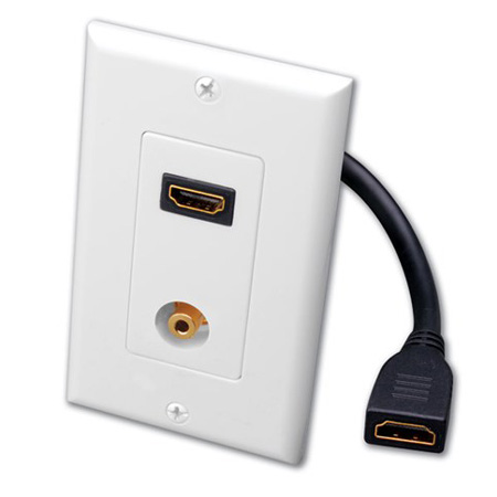 Vanco Single HDMI Pigtail and 3.5 mm Stereo Jack Decor Wall Plate