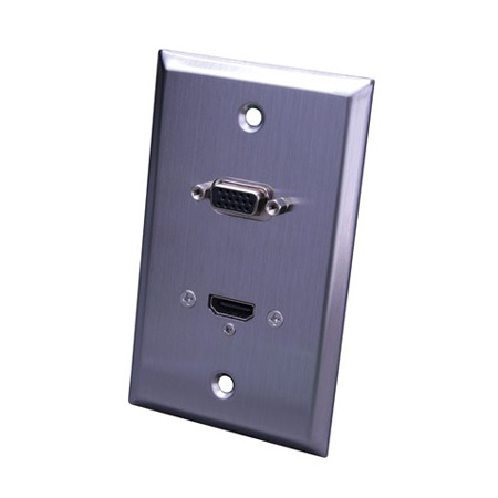 Vanco Stainless Steel HDMI + S-VGA Wall Plate