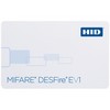 Show product details for 1450NGGNN-100 HID 1450 MIFARE DESFire EV1 Card 1450 Standard PVC Non-Programmed (13.56MHz) Plain White with Gloss Finish Front Plain White with Gloss Finish Back No Printed Inkjetted Card Numbering No Slot Punch - 100 Pack