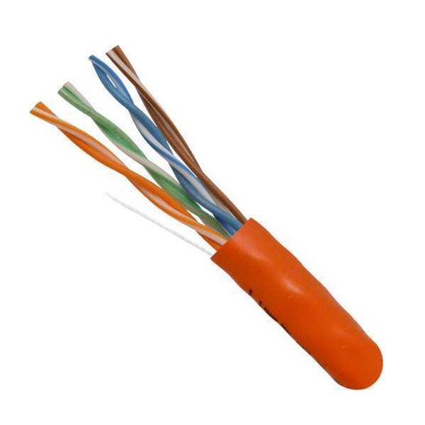 151-105/OR Vertical Cable 151-105 Series 24 AWG 4 Unshielded Twisted Pair Solid Bare Copper CMR Non-Plenum Cat5e Cable - 1000' Pull Box - Orange