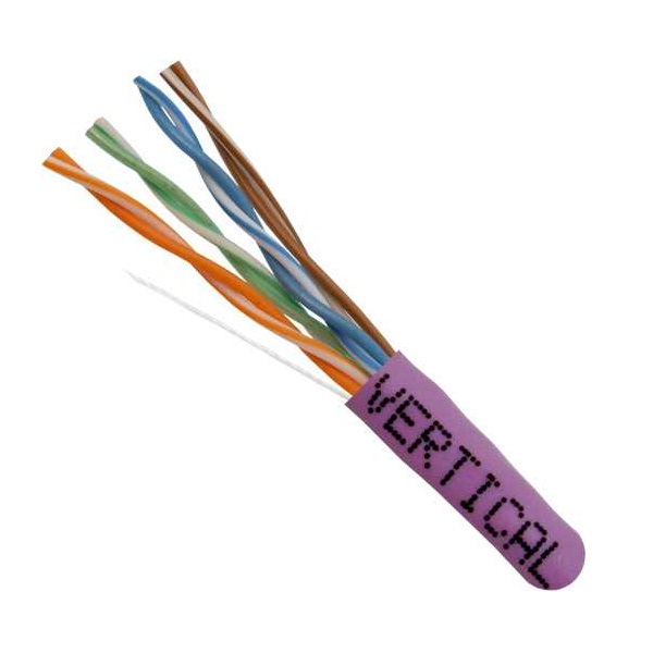 151-107/PR Vertical Cable 151-107 Series 24 AWG 4 Unshielded Twisted Pair Solid Bare Copper CMR Non-Plenum Cat5e Cable - 1000' Pull Box - Purple